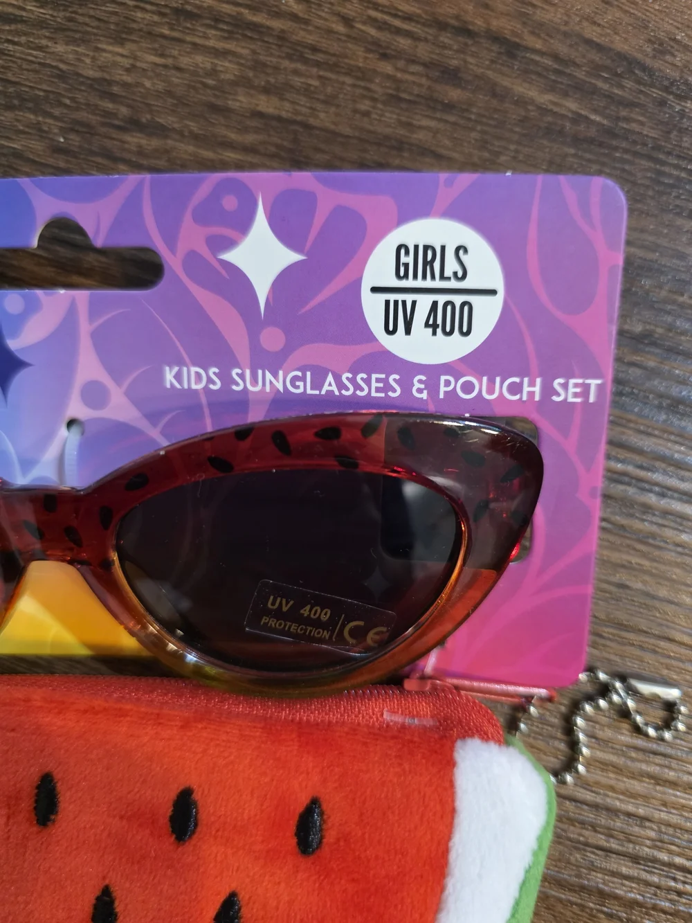 Girls' Shark Eyes Red And Green Watermelon Sunglasses And Case UCV 400